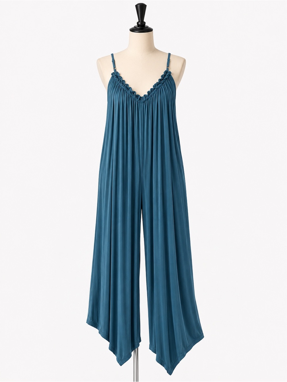 Cato Teal Wide-Leg Spaghetti Strap Cropped Jumpsuit